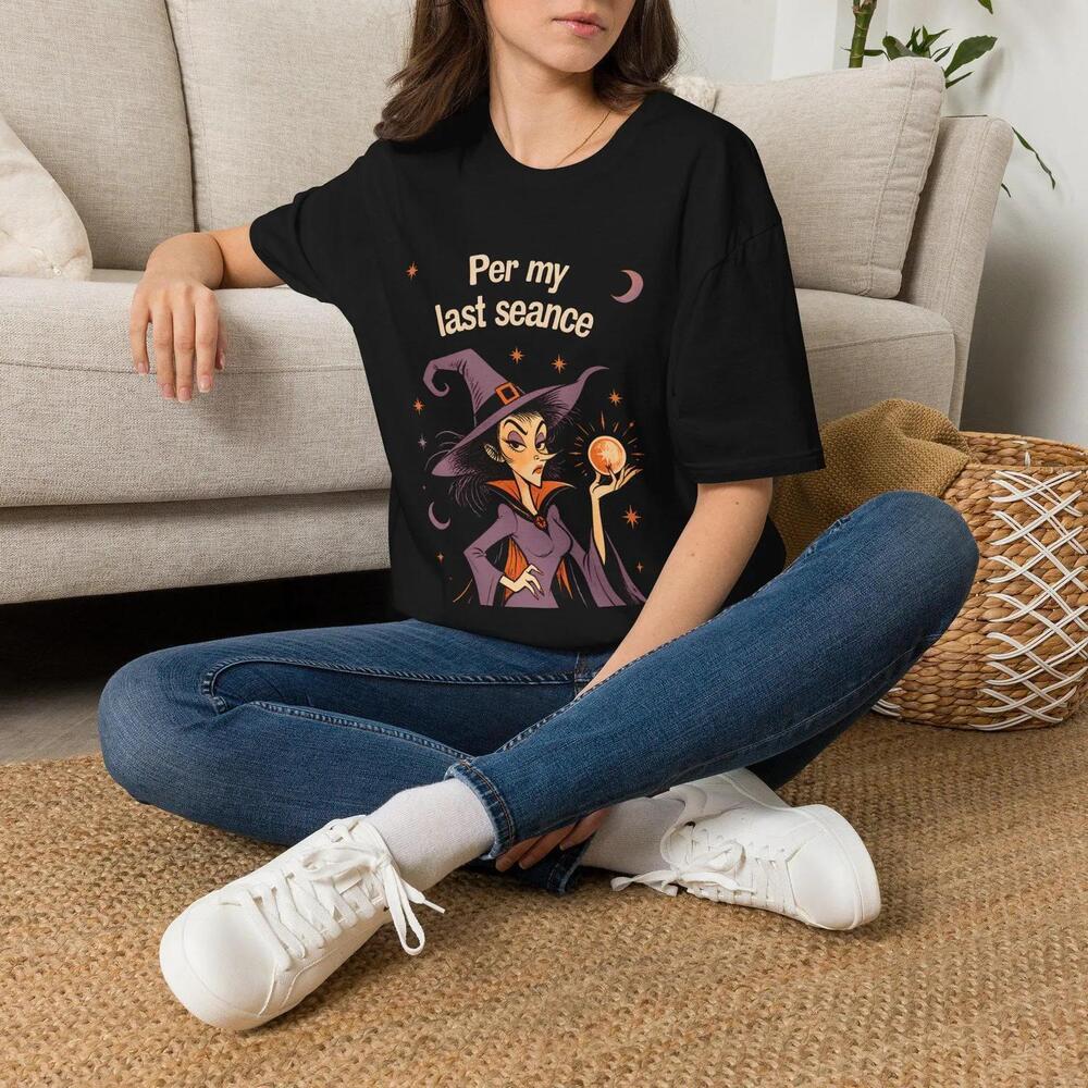 Per My Last Seance Witch Illustration T-Shirt Halloween Witch Tee